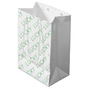 Sac Cadeau Moyen LUCKY Modern Typography Shamrock Fun irlandais