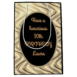 Sac Cadeau Moyen Luxe Gold et Black personnalisé 30e anniversaire