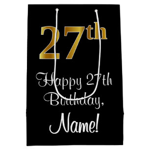 Sac Cadeau Moyen Luxueux, élégant, Faux Gold Look 27e anniversaire