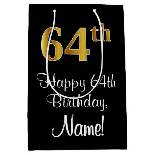 Sac Cadeau Moyen Luxueux, élégant, Faux Gold Look 64e anniversaire