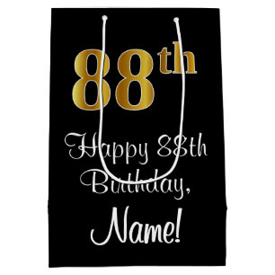 Sac Cadeau Moyen Luxueux, élégant, Faux Gold Look 88e anniversaire