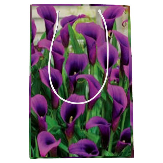 Sac Cadeau Moyen Lys de Calla mauve (Devant)