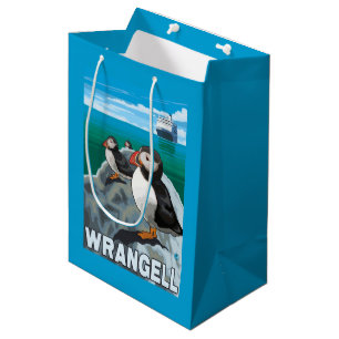 Sac Cadeau Moyen Macareux et bateau de croisière - Wrangell, Alask