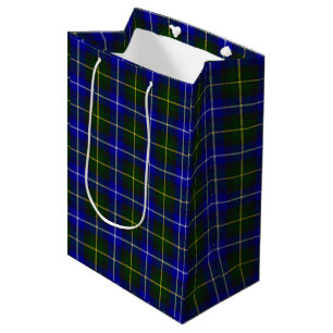 Sac Cadeau Moyen Macneil de Barra tartan bleu vert plaid