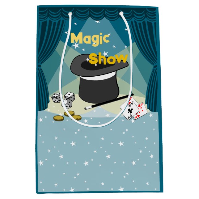 Sac Cadeau Moyen Magic Show Merci bleu (Devant)