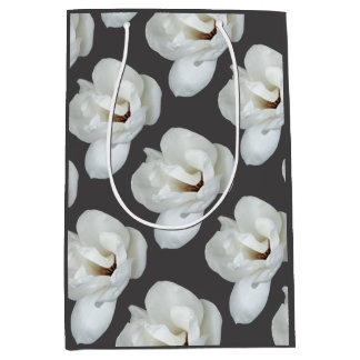 Sac Cadeau Moyen Magnolia sur gris foncé