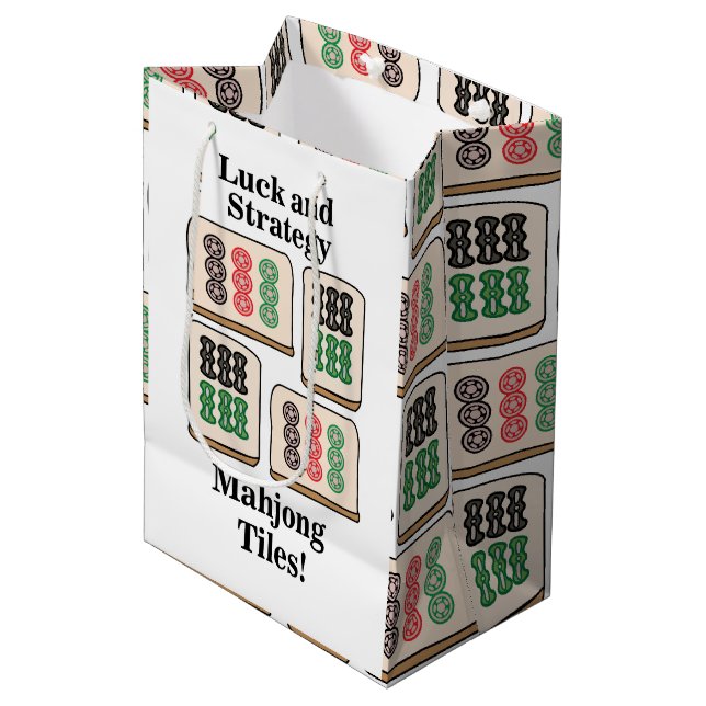 Sac Cadeau Moyen Mahjong Tiles Luck Strategy Joueurs (Devant Angle)