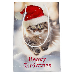 Sac Cadeau Moyen Maine Coon Chat De Noël En Neige