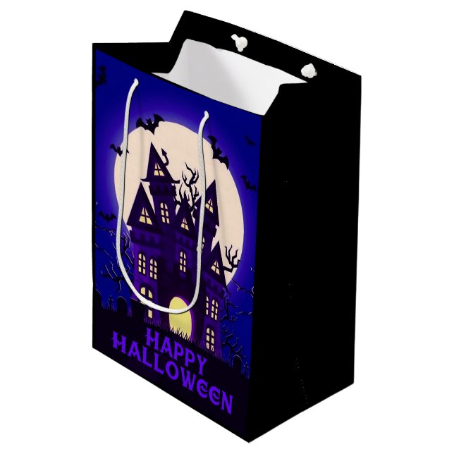 Sac Cadeau Moyen Maison de Lune Hantée (Devant Angle)
