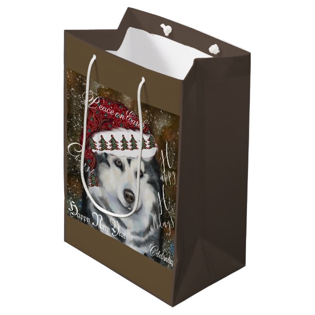 Sac Cadeau Moyen Malamute d'Alaska (Devant Angle)