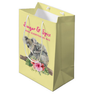 Sac Cadeau Moyen Maman & Bébé Koala Ours Aquarelle mignonne