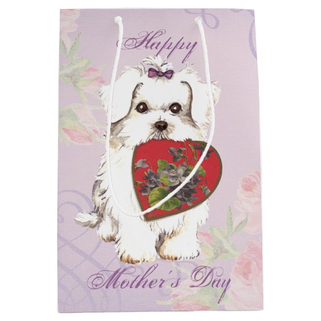 Sac Cadeau Moyen Maman du coeur maltais (Devant)