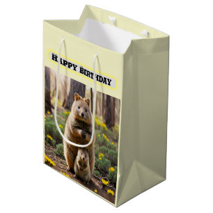 Sac Cadeau Moyen Maman Et Bébé Quokka, Anniversaire