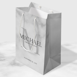 Sac Cadeau Moyen Marbre blanc Classé Salons Personnalisés