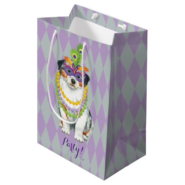 Sac Cadeau Moyen Mardi Gras Aussie (Devant Angle)