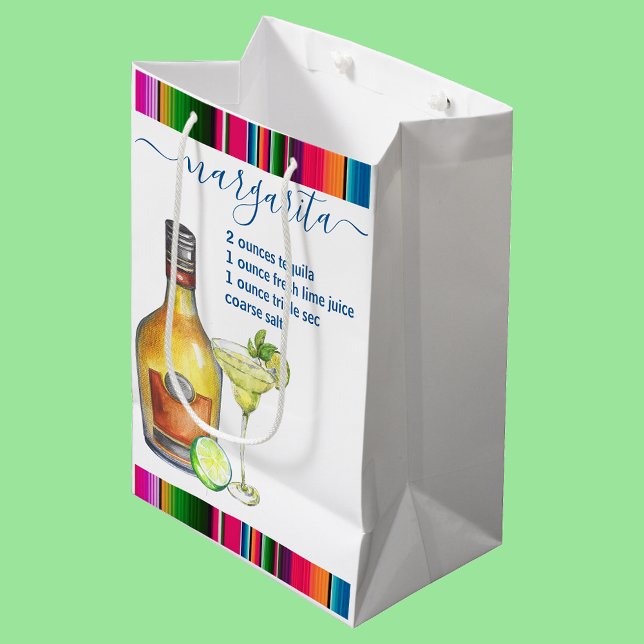 Sac Cadeau Moyen Margarita Cocktail Recette Aquarelle (Créateur téléchargé)