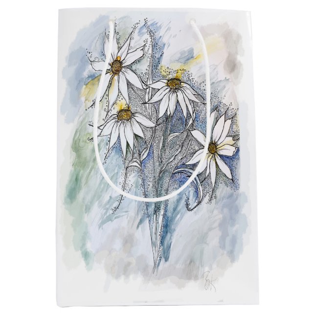 Sac Cadeau Moyen Marguerites (Devant)