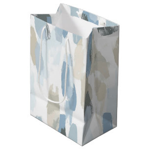 Sac Cadeau Moyen Mariage Abstrait à crème blanche bleue