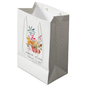 Sac Cadeau Moyen Mariage aquarelle de citrouille de récolte d'autom