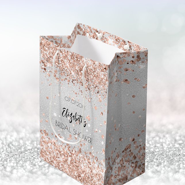 Sac Cadeau Moyen Mariage argent rose gold nom (Créateur téléchargé)