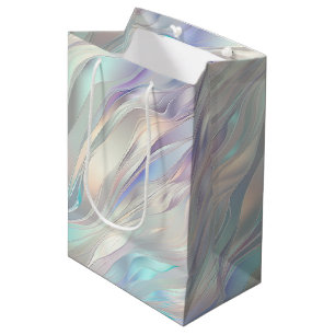 Sac Cadeau Moyen Mariage Blanc Perle Violet Bleu Aqua