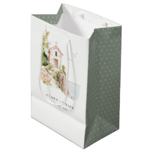 Sac Cadeau Moyen Mariage de l'église catholique de l'aquarelle côti