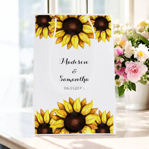 Sac Cadeau Moyen Mariage de tournesol jaune blanc