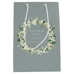 Sac Cadeau Moyen Mariage d'hiver au vert Seafoam + Eucalyptus