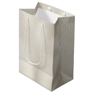 Sac Cadeau Moyen Mariage en simili cuir crème blanc