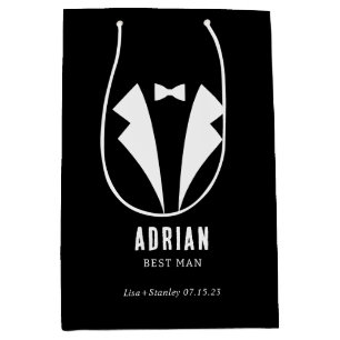 Sac Cadeau Moyen Mariage Minimaliste Meilleur Témoin Nom Noir