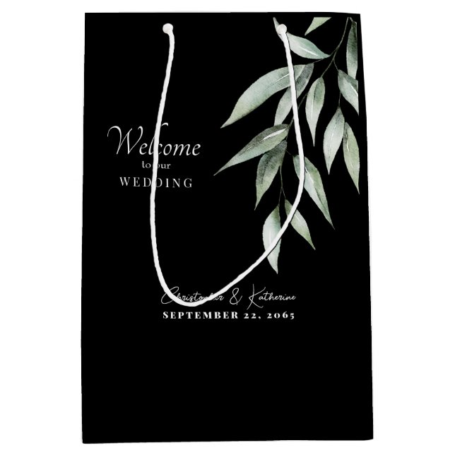 Sac Cadeau Moyen Mariage noir et blanc Foliing (Devant)