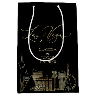 Sac Cadeau Moyen Mariage noir et or Las Vegas