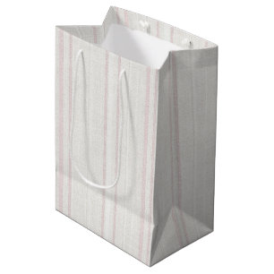 Sac Cadeau Moyen Mariage pierre rose rayures blanches douche de la 