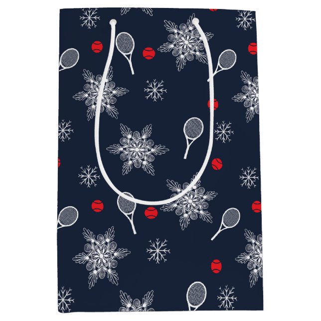 Sac Cadeau Moyen Marine bleu 💙 tennis Noël  (Devant)