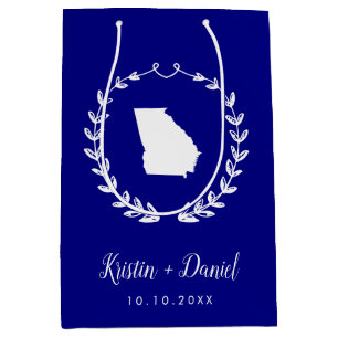 Sac Cadeau Moyen Marine Blue Georgia Carte Mariage Bienvenue Swag