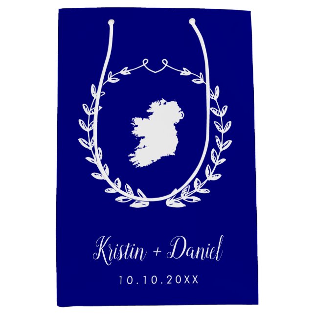 Sac Cadeau Moyen Marine Blue Ireland Carte Mariage Welcome Swag (Devant)