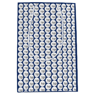 SAC CADEAU MOYEN MARINE BLUE PROPRE LOGO RÉPÉTANT ENTREPRISE MOTIF