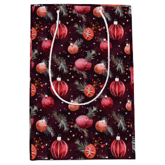 SAC CADEAU MOYEN MAROON CHRISTMAS ORNEMENTS FESTIVAUX DÉCORATION