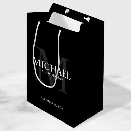 Sac Cadeau Moyen Masculine Noir Groomsmen personnalisé