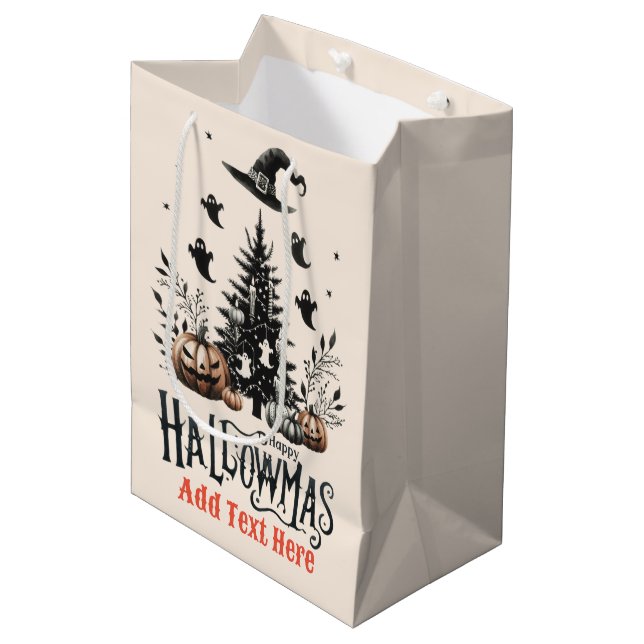 Sac Cadeau Moyen Mashup de Noël d'Halloween (Devant Angle)
