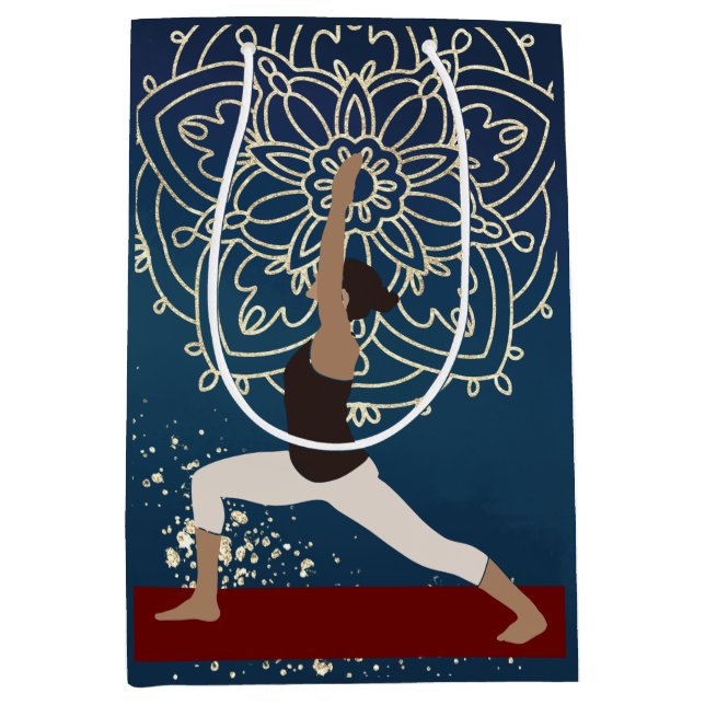 Sac Cadeau Moyen Méditation Yoga Gold, Blue et Red Mandala (Devant)