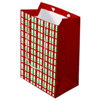 Sac Cadeau Moyen Medium Glossy Plaid Christmas Gift Bag