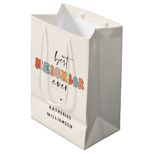Sac Cadeau Moyen Meilleur Voisin Retro Personnalisé Jamais mignon