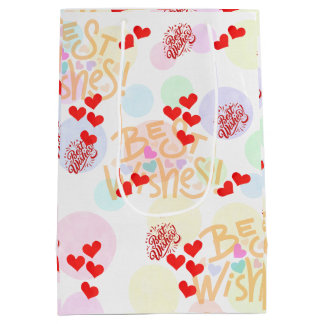Sac Cadeau Moyen Meilleurs Voeux Papier Enveloppant - Cadeau Coeurs