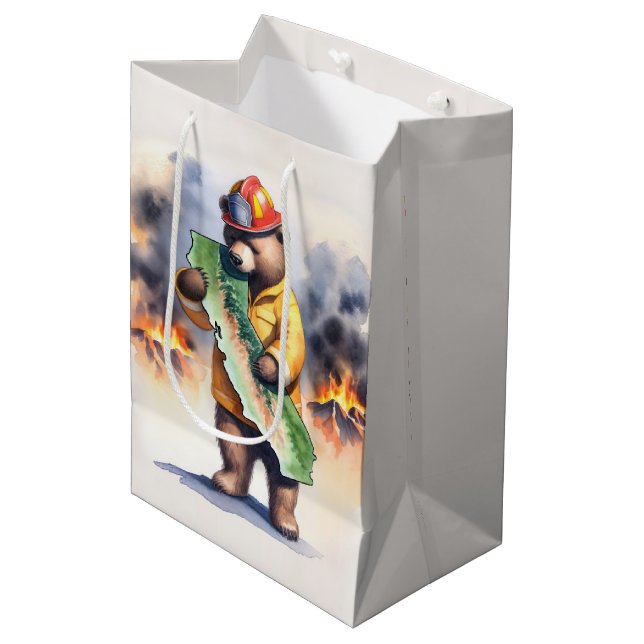 Sac Cadeau Moyen Merci à California Firefighter (Devant Angle)