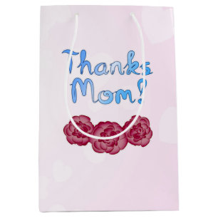 Sac Cadeau Moyen Merci à Maman avec Carnation Flower pour la fête d