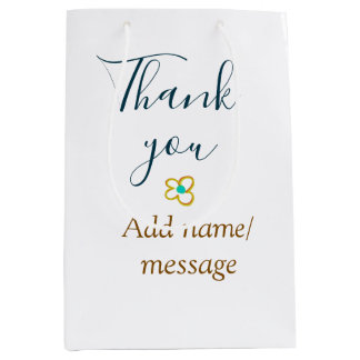 Sac Cadeau Moyen Merci ajoutez nom message simple calligraphie élég