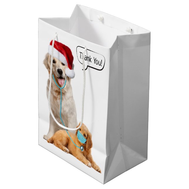 Sac Cadeau Moyen Merci au vétérinaire (Devant Angle)