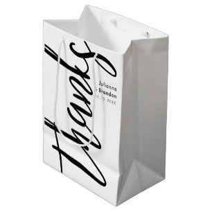 Sac Cadeau Moyen Merci Caligraphie noir et blanc