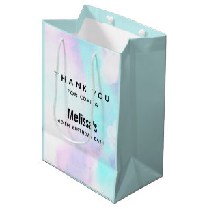 Sac Cadeau Moyen Merci d'aquarelle bleu et violet Abstrait moderne
